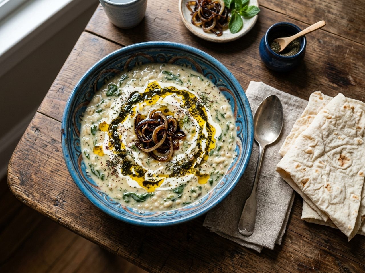 Persische Gerstensuppe mit Kräutern und Joghurt