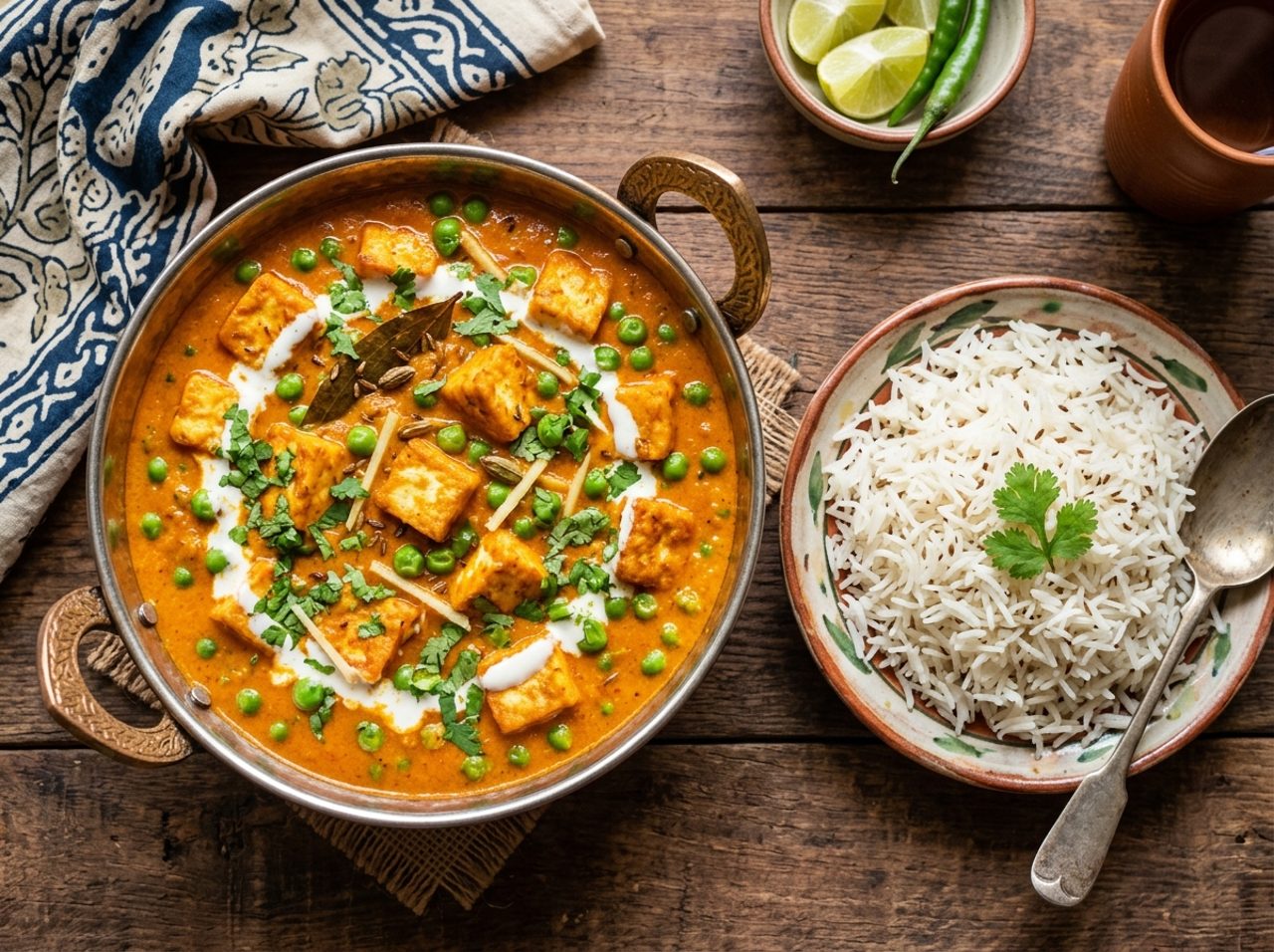 Indisches Matar Paneer Curry