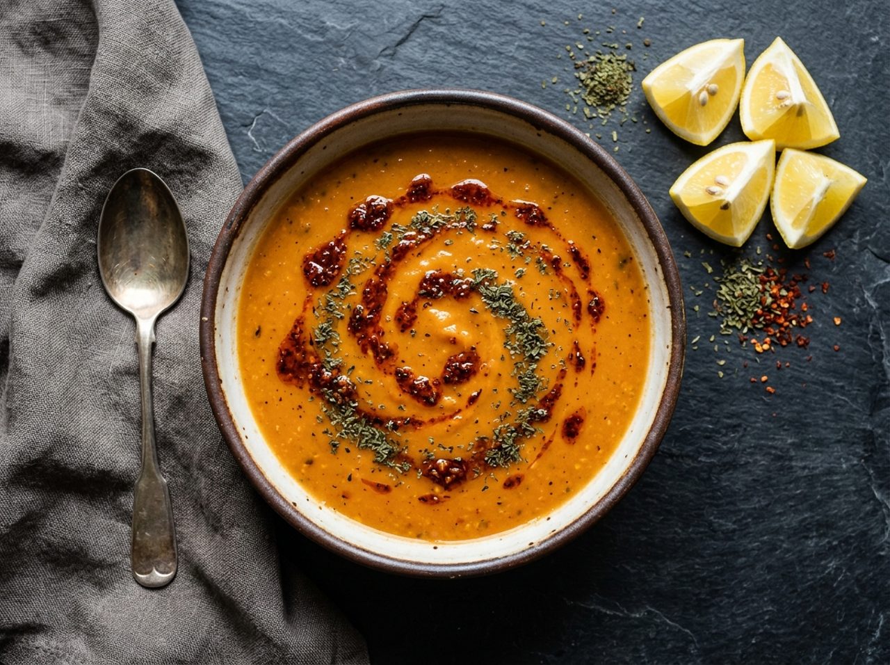 Türkische rote Linsensuppe mit Minz-Butter