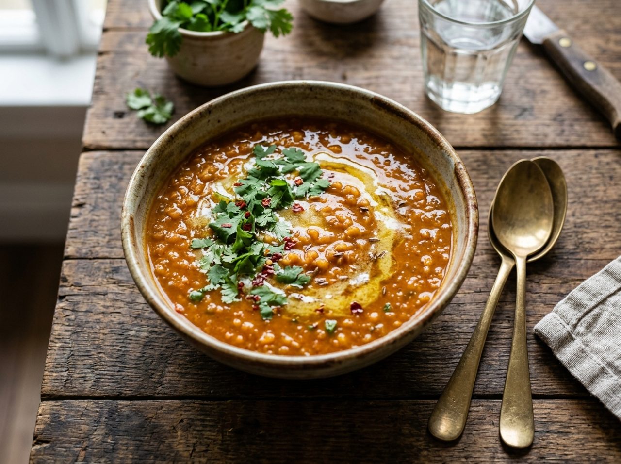 Hint Usulü Baharatlı Mercimek Çorbası
