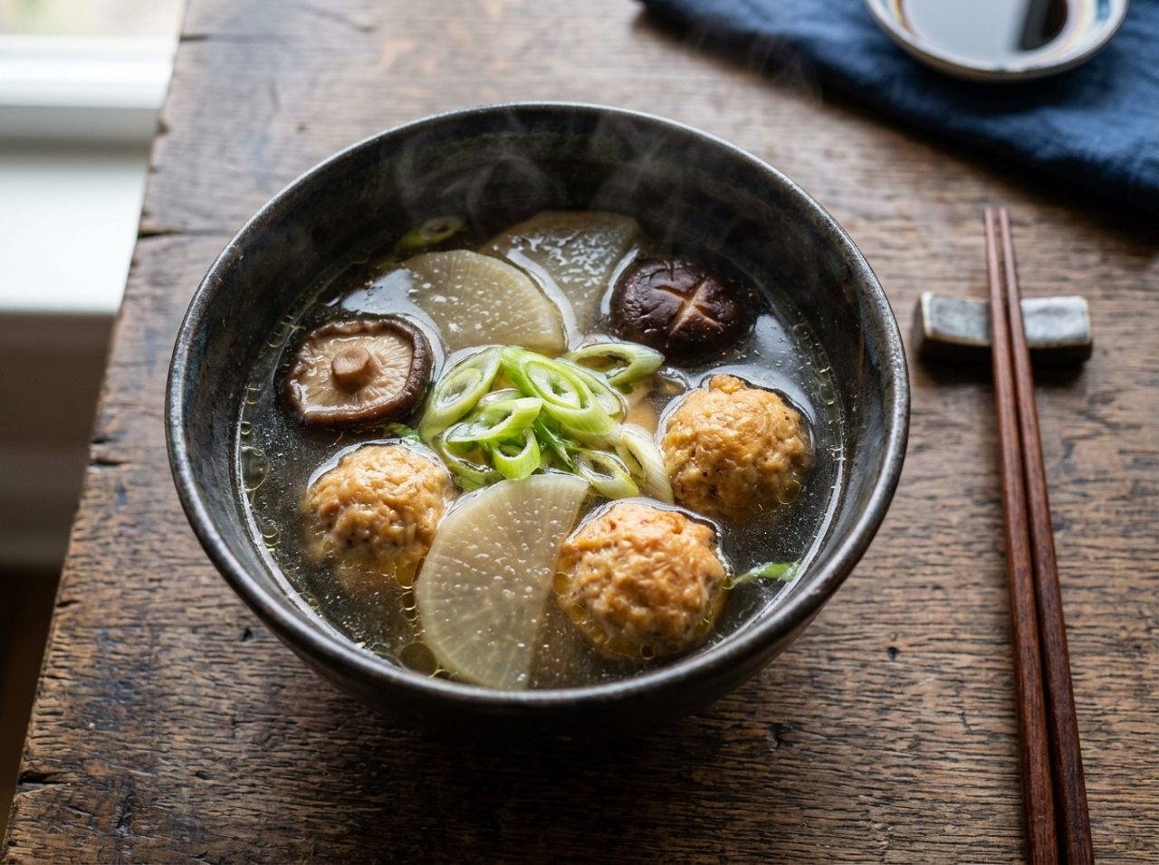 Soupe Japonaise aux Boulettes de Poulet et Daïkon