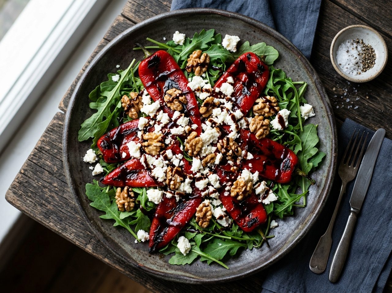 Turkish Roasted Red Pepper and Tulum Cheese Salad