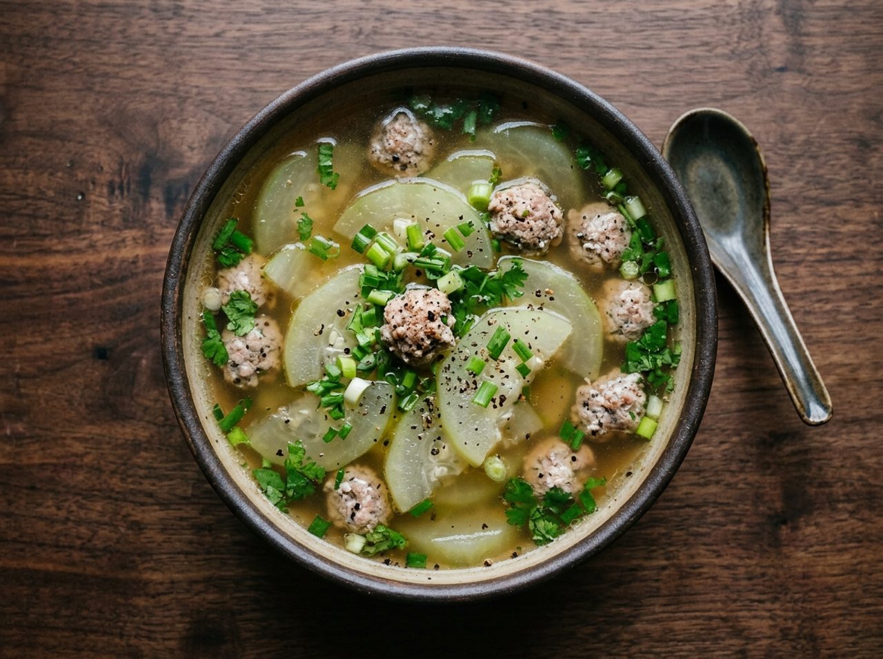 Vietnamesische Wachskürbis-Suppe mit Fleischbällchen