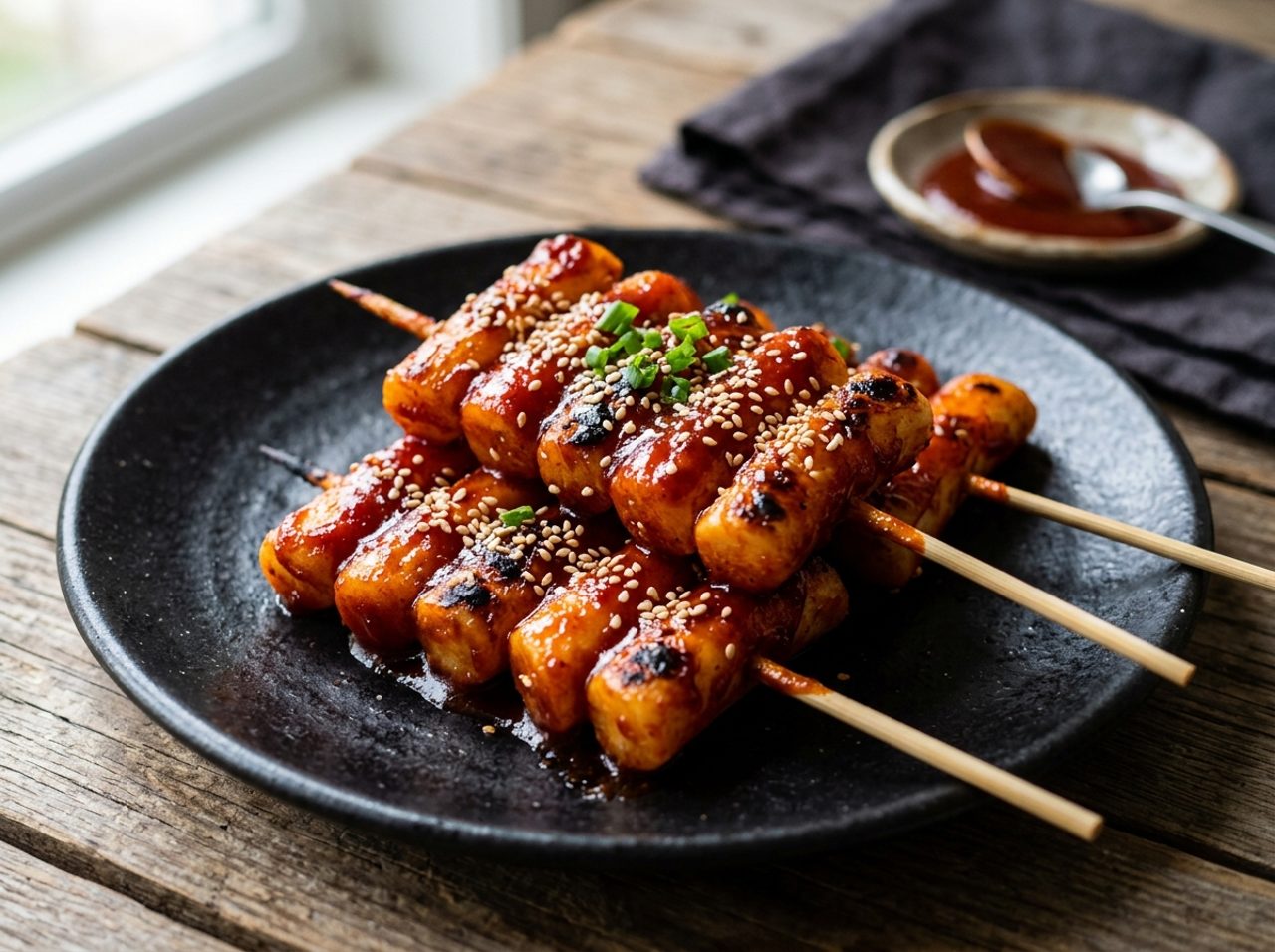 Brochetas de Pastel de Arroz Coreano (Tteok-Kochi)