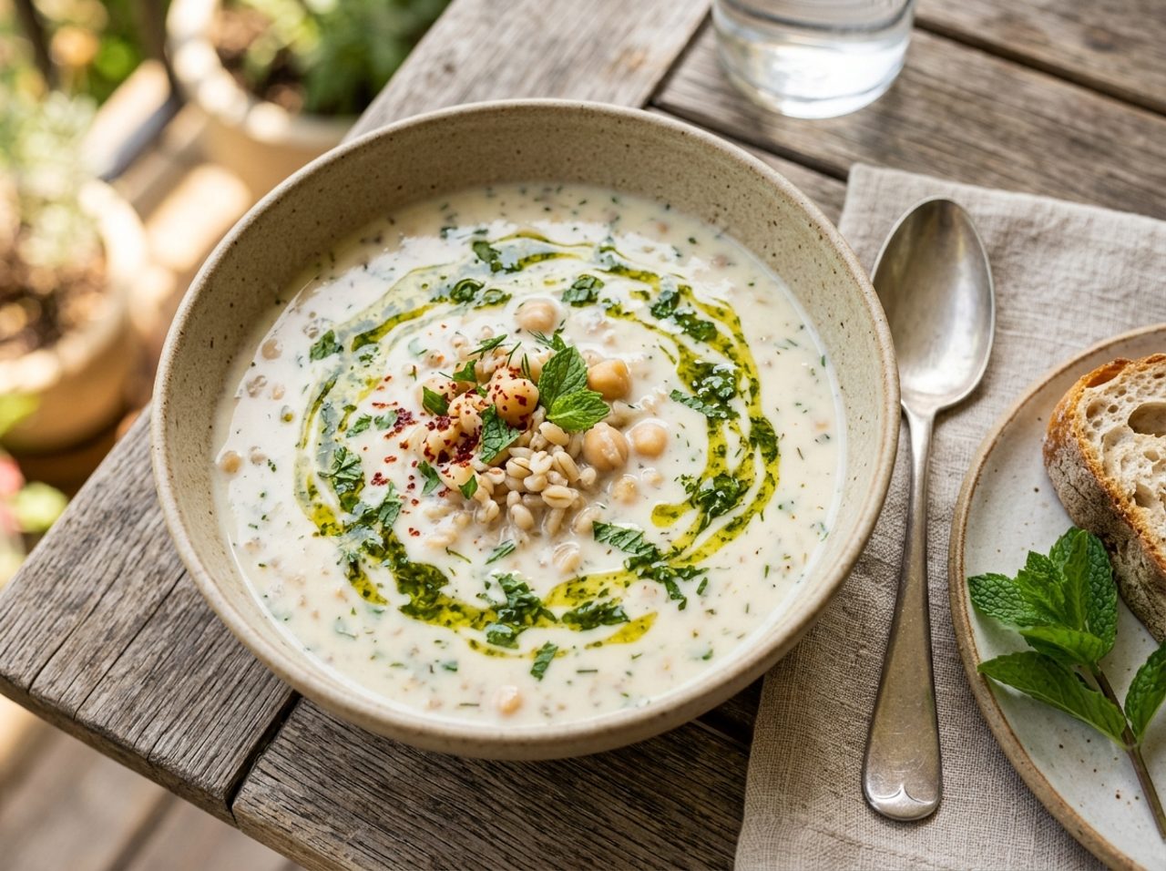 Soğuk Buğday ve Nohutlu Ayran Aşı Çorbası
