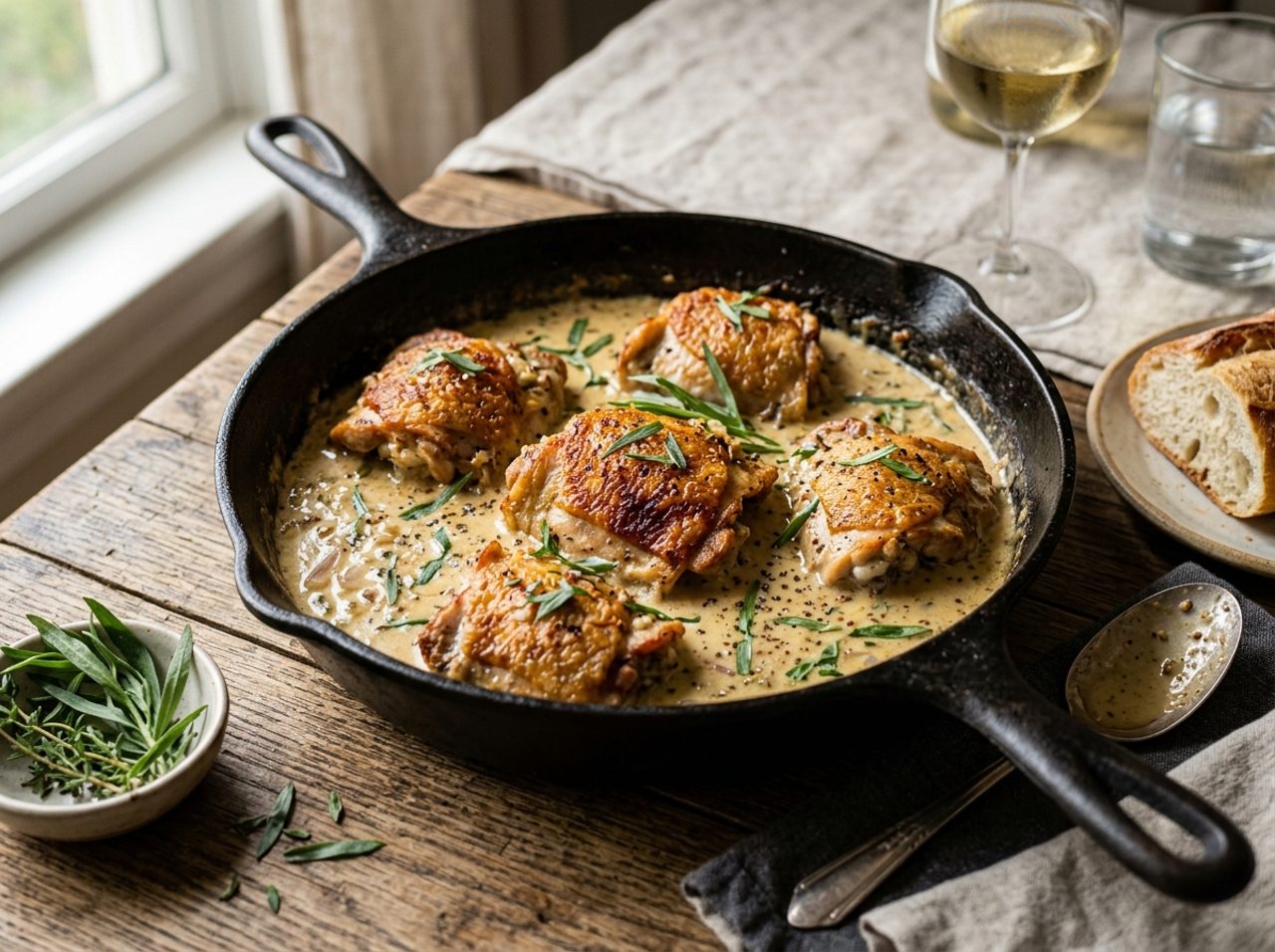 Pollo a la Mostaza de Dijon y Estragón