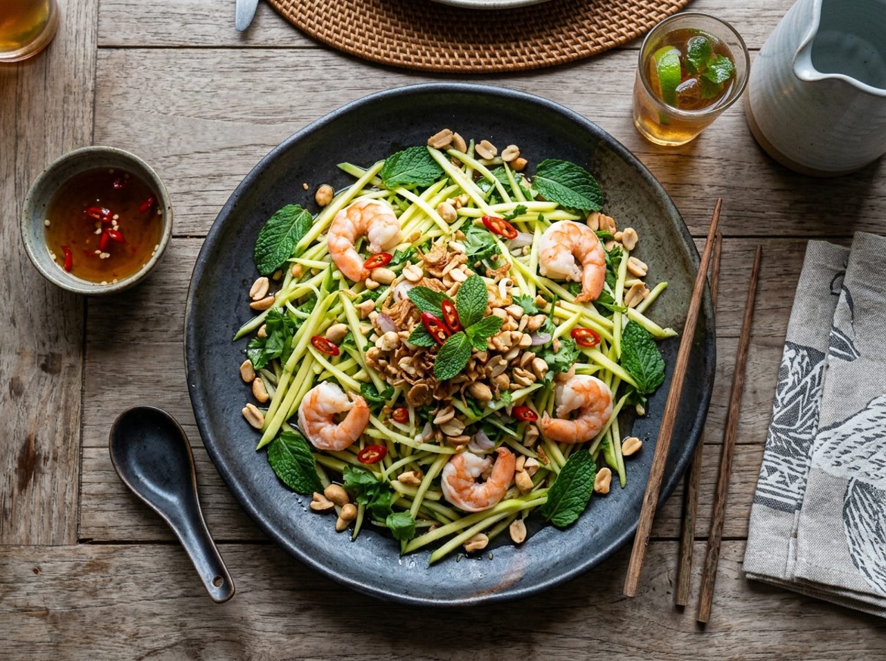 Salade vietnamienne de mangue verte aux crevettes (Gỏi Xoài Tôm)