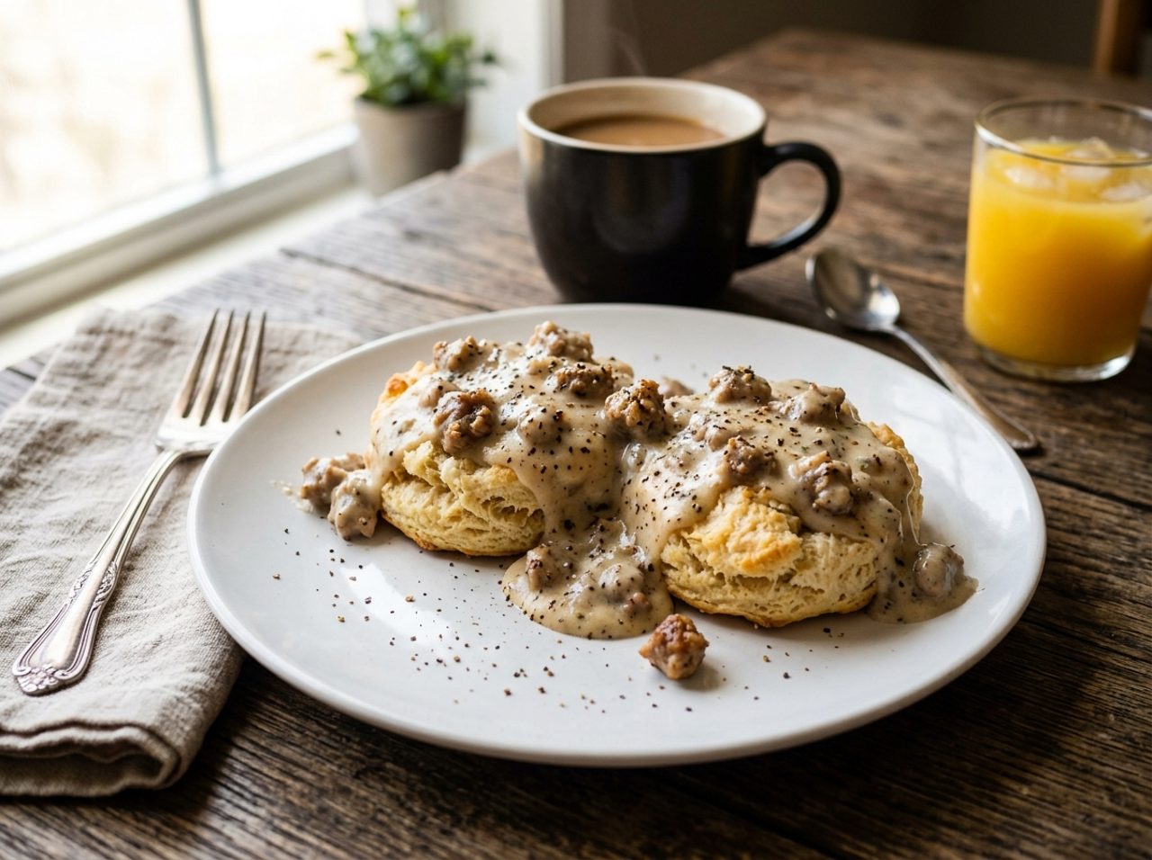 Südstaaten-Biscuits mit Würzigem Wurst-Gravy