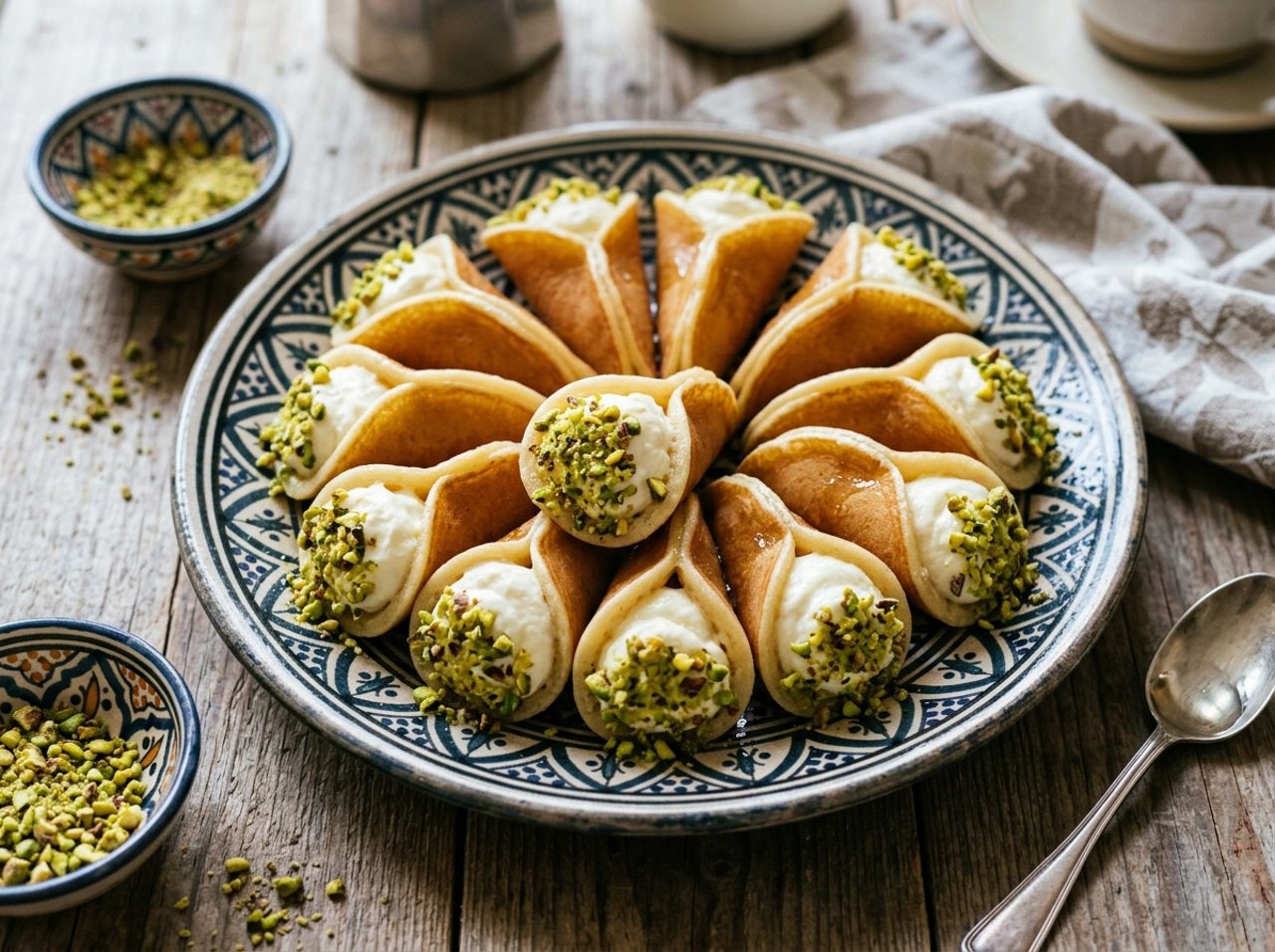 Atayef Asafiri Libanais (Crêpes à la Crème et Pistaches)